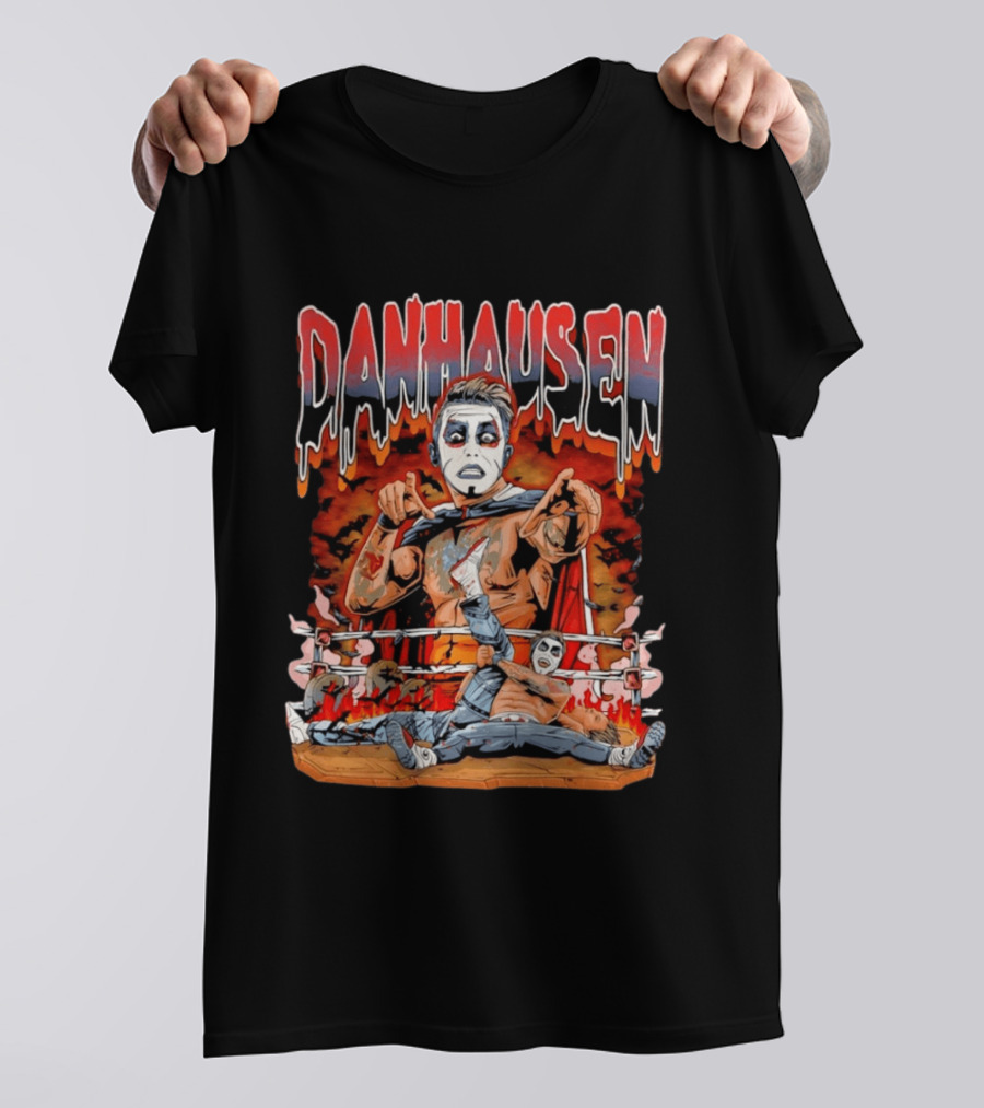 Danhausen Very Nice Very Evil Wrestling Bats Fire Ring Scene T-Shirt