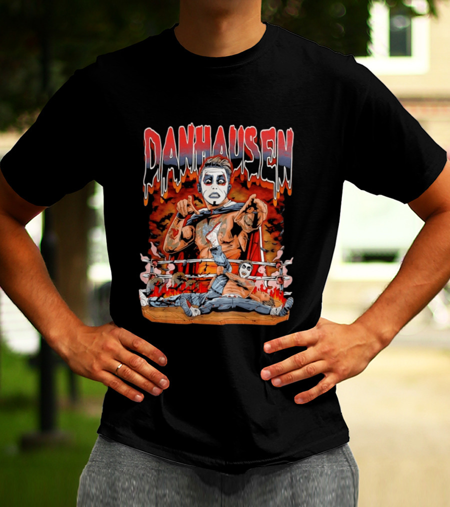 Danhausen Very Nice Very Evil Wrestling Bats Fire Ring Scene T-Shirt