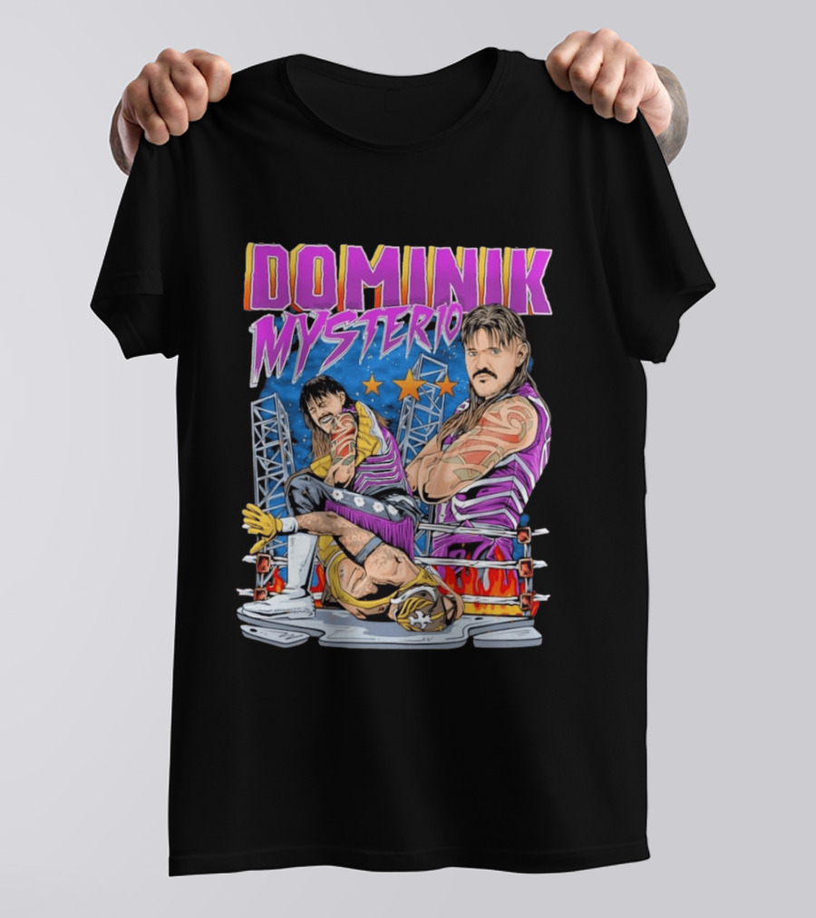 Dominik Mysterio Wrestling Match Illustration Purple Star T-Shirt