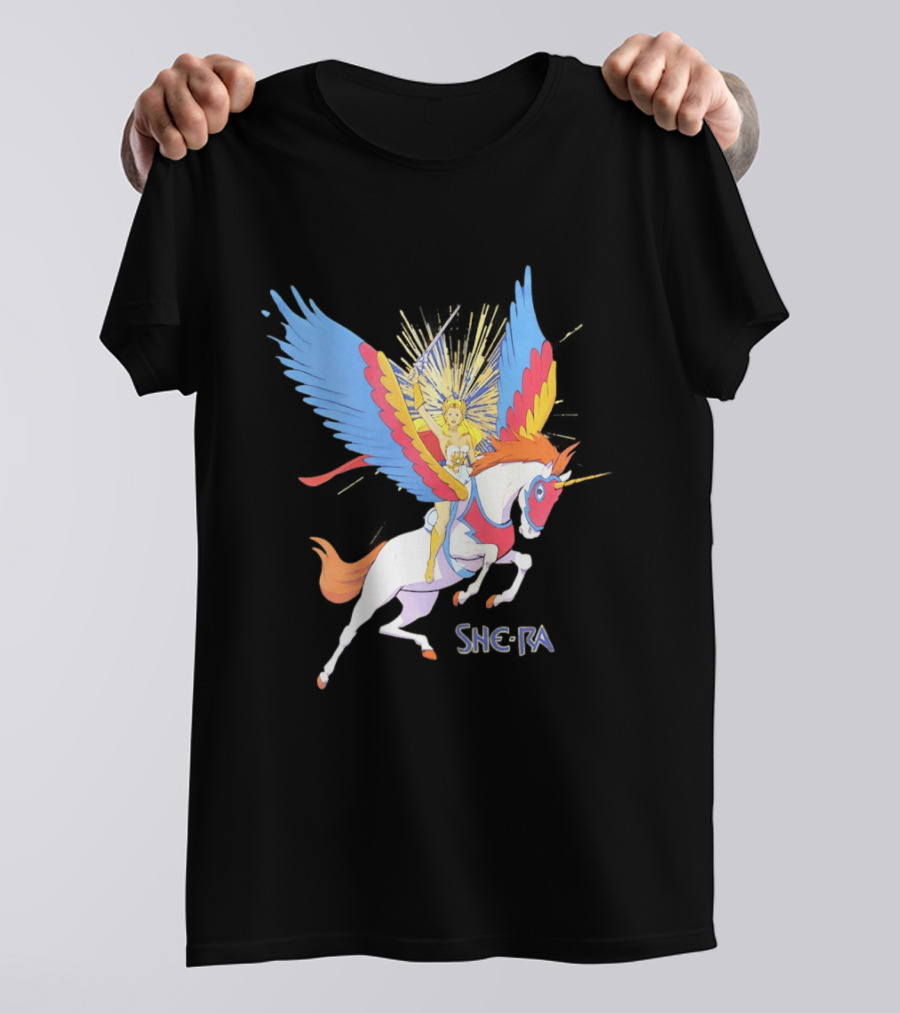 She Ra Riding Swift Wind Pegasus Unicorn Adventure T-Shirt