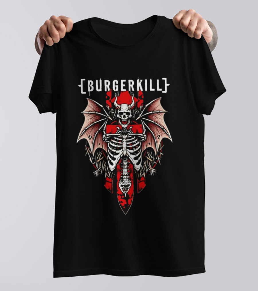 Burgerkill Skeleton Wings Red Demon Bat T-Shirt