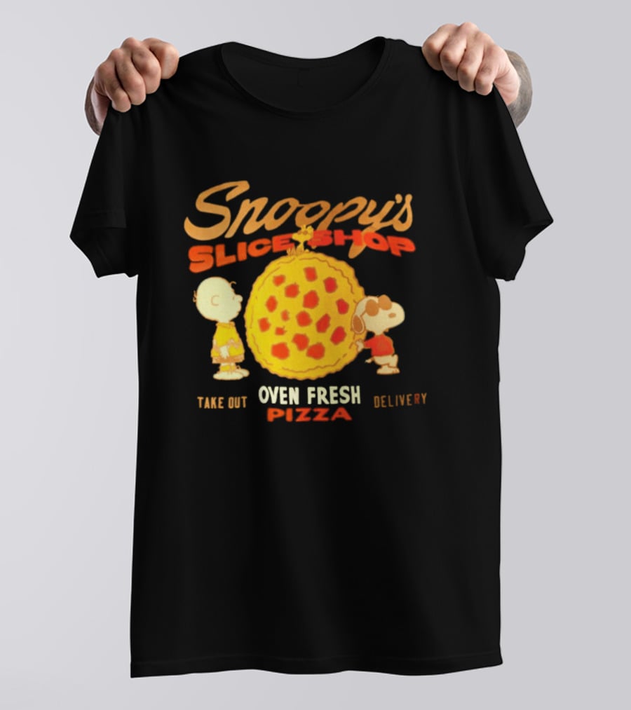Snoopy's Slice Shop Oven Fresh Pizza Take Out Delivery T-Shirt