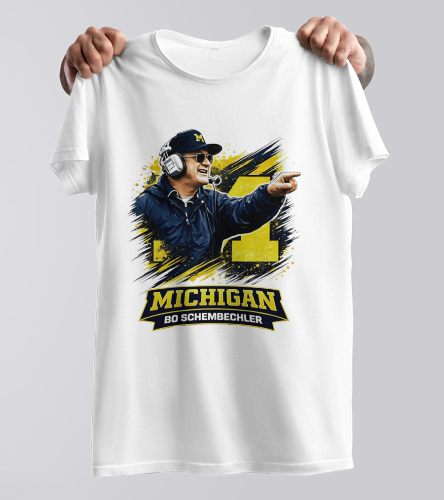 Bo Schembechler Michigan Wolverines Coach Iconic M Football T-Shirt