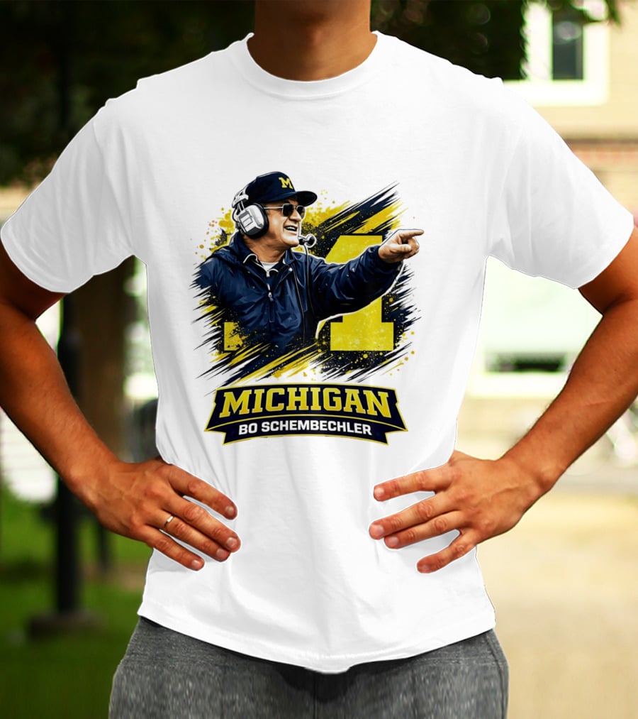 Bo Schembechler Michigan Wolverines Coach Iconic M Football T-Shirt