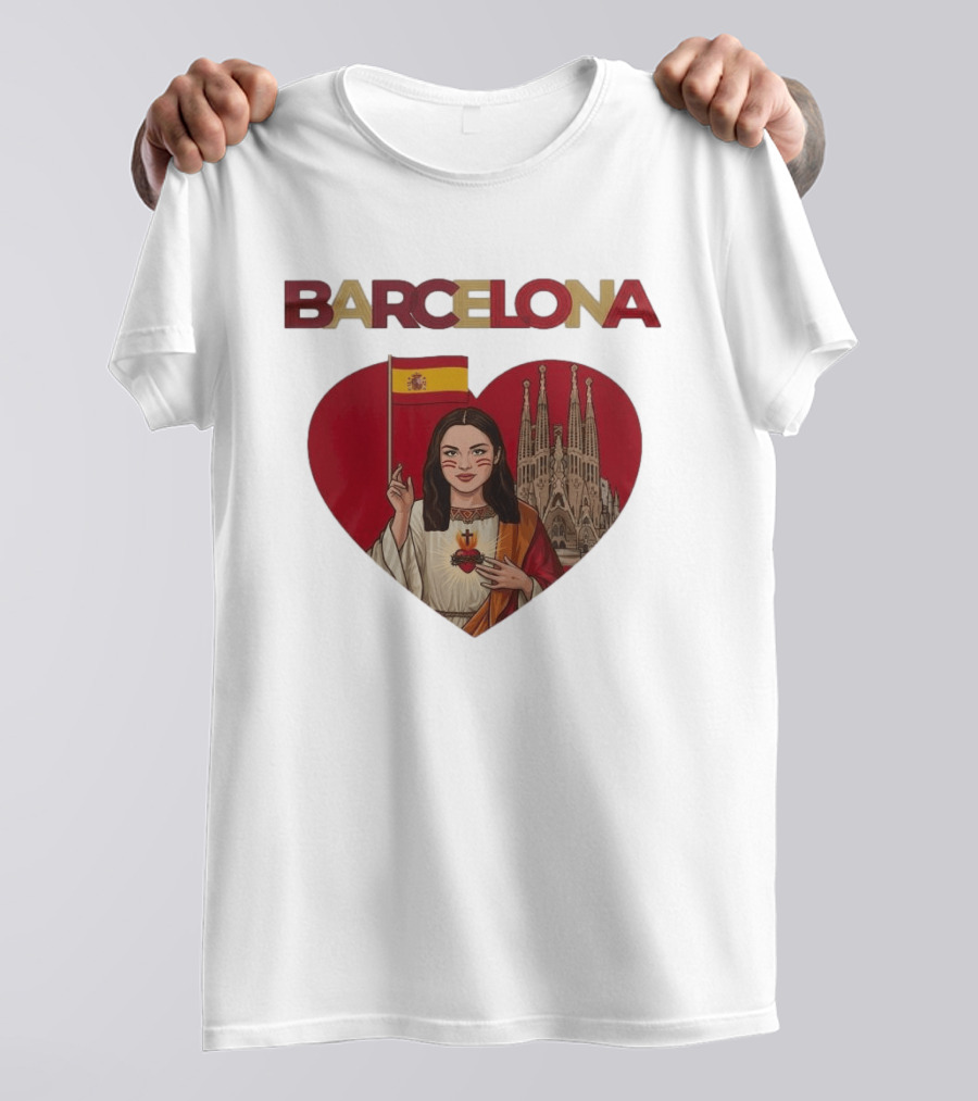 Barcelona Heart Flag Sagrada Familia Olivia Rodrigo Collaboration T-Shirt