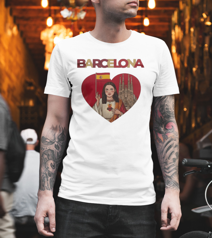 Barcelona Heart Flag Sagrada Familia Olivia Rodrigo Collaboration T-Shirt