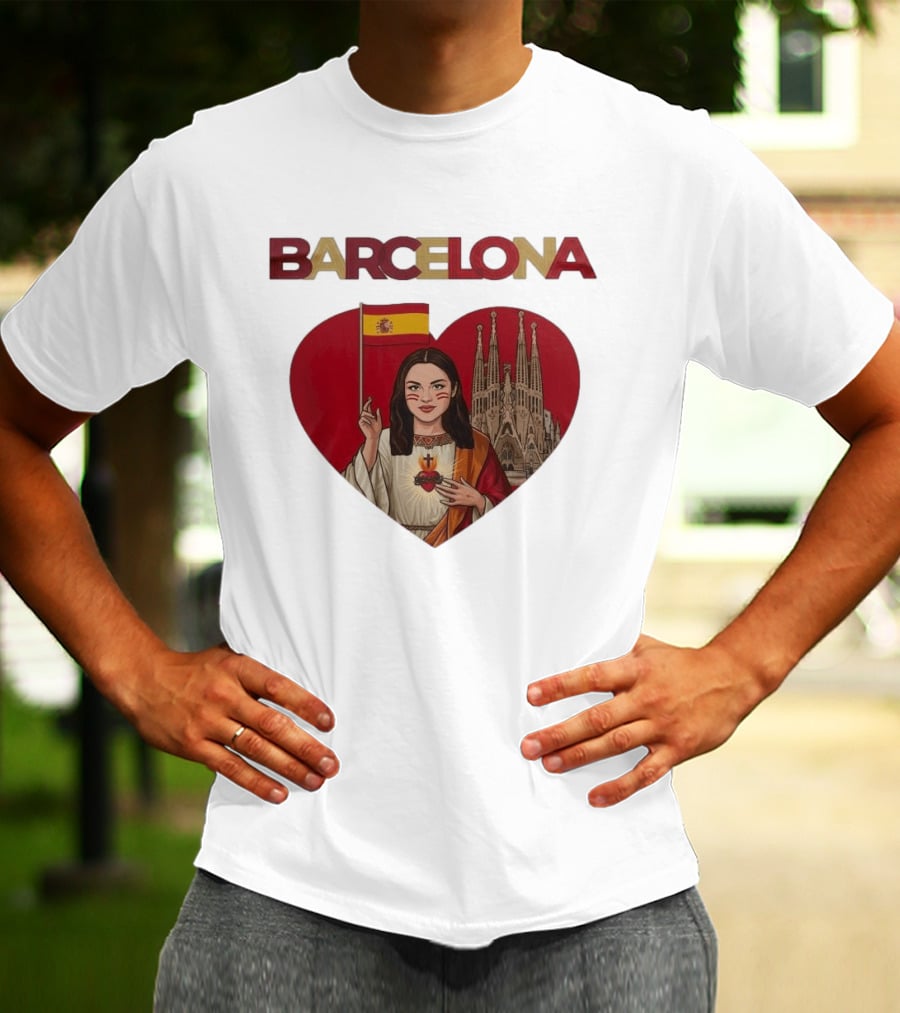 Barcelona Heart Flag Sagrada Familia Olivia Rodrigo Collaboration T-Shirt
