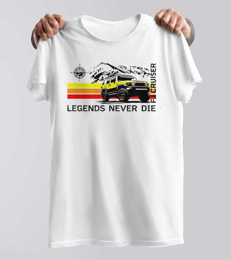 FJ Cruiser Legends Never Die Mountain Compass Sunset Adventure T-Shirt