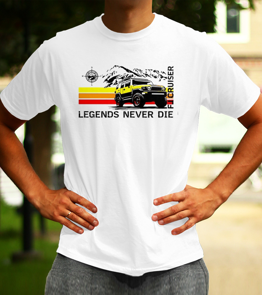 FJ Cruiser Legends Never Die Mountain Compass Sunset Adventure T-Shirt