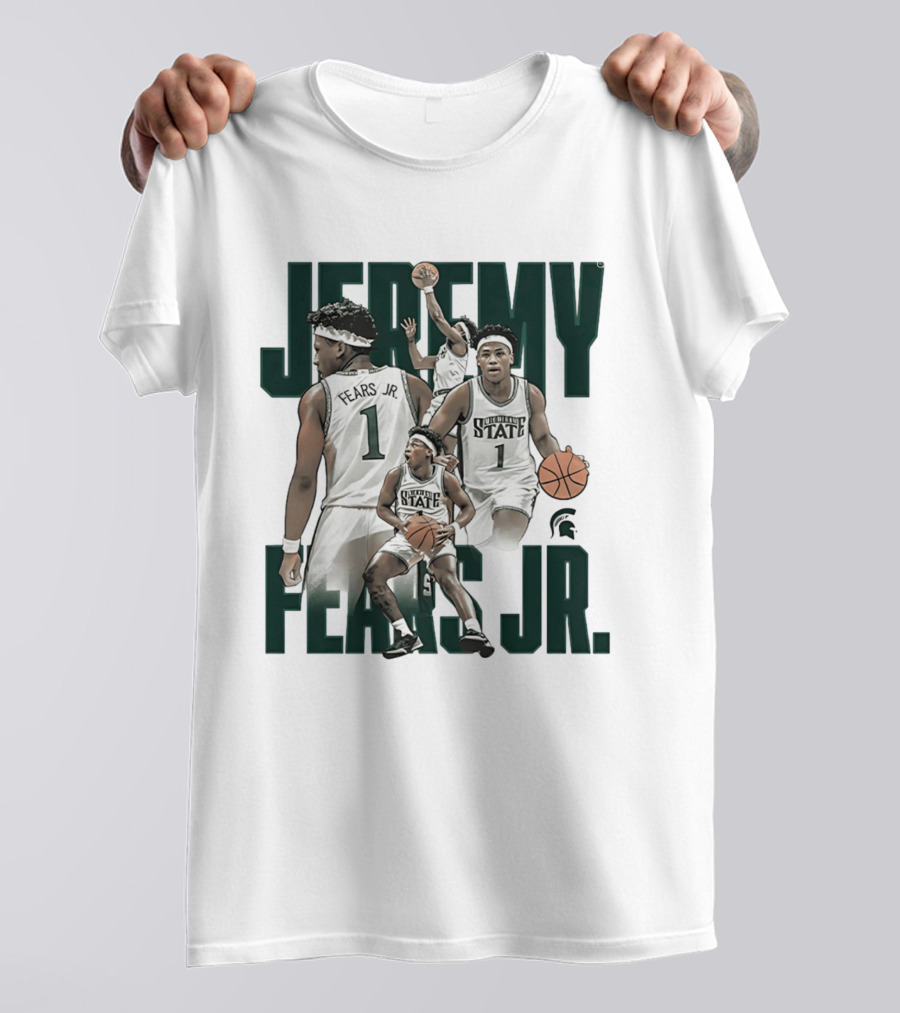 Jeremy Fears Jr Michigan State Spartans Basketball Player Collage T-Shirt