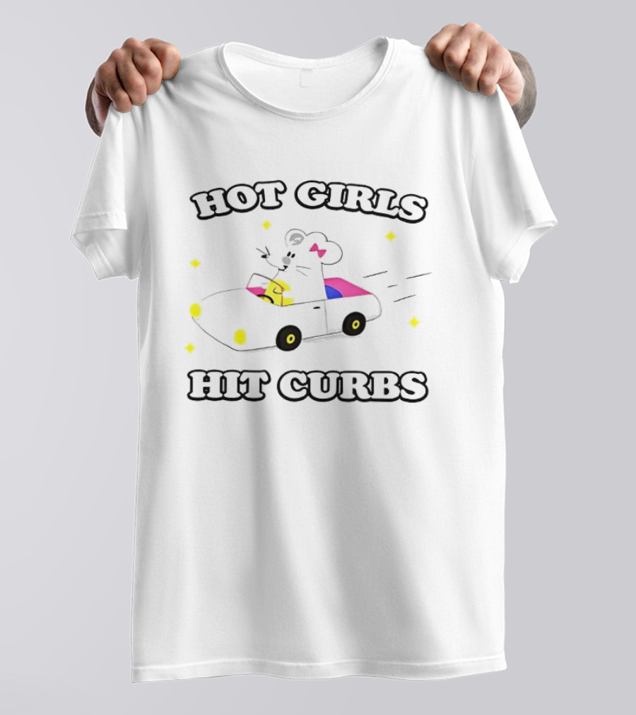 Hot Girls Hit Curbs Rat In Car With Pink Details T-Shirt