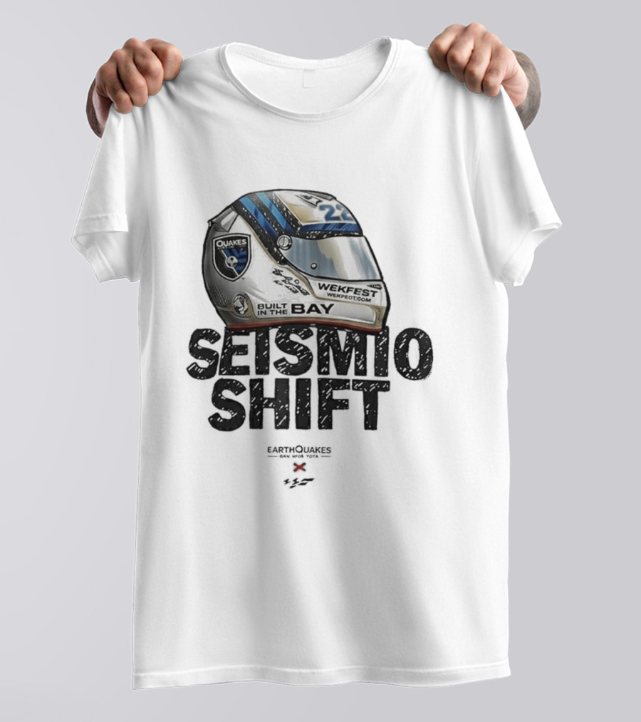 Seismic Shift San Jose Earthquakes Wekfest Helmet Built In The Bay T-Shirt