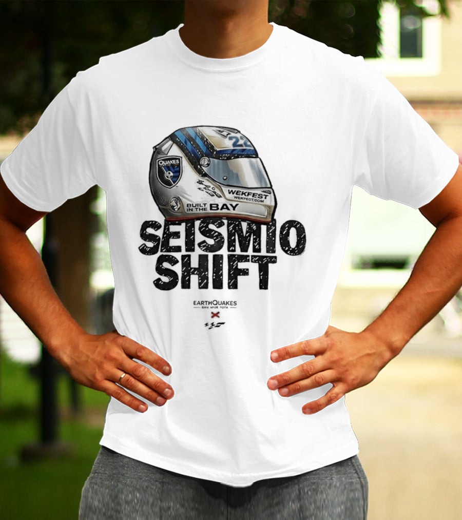 Seismic Shift San Jose Earthquakes Wekfest Helmet Built In The Bay T-Shirt