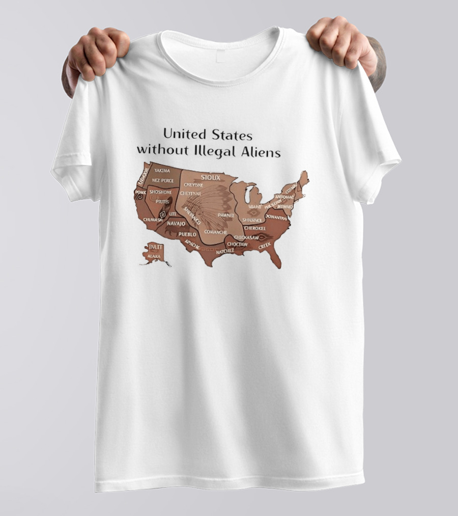 United States Map Featuring Native Tribes And Nations T-Shirt