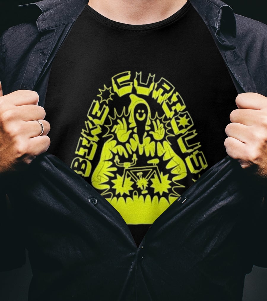 Bike Curious Wizardry Yellow Robe Starburst Biker T-Shirt