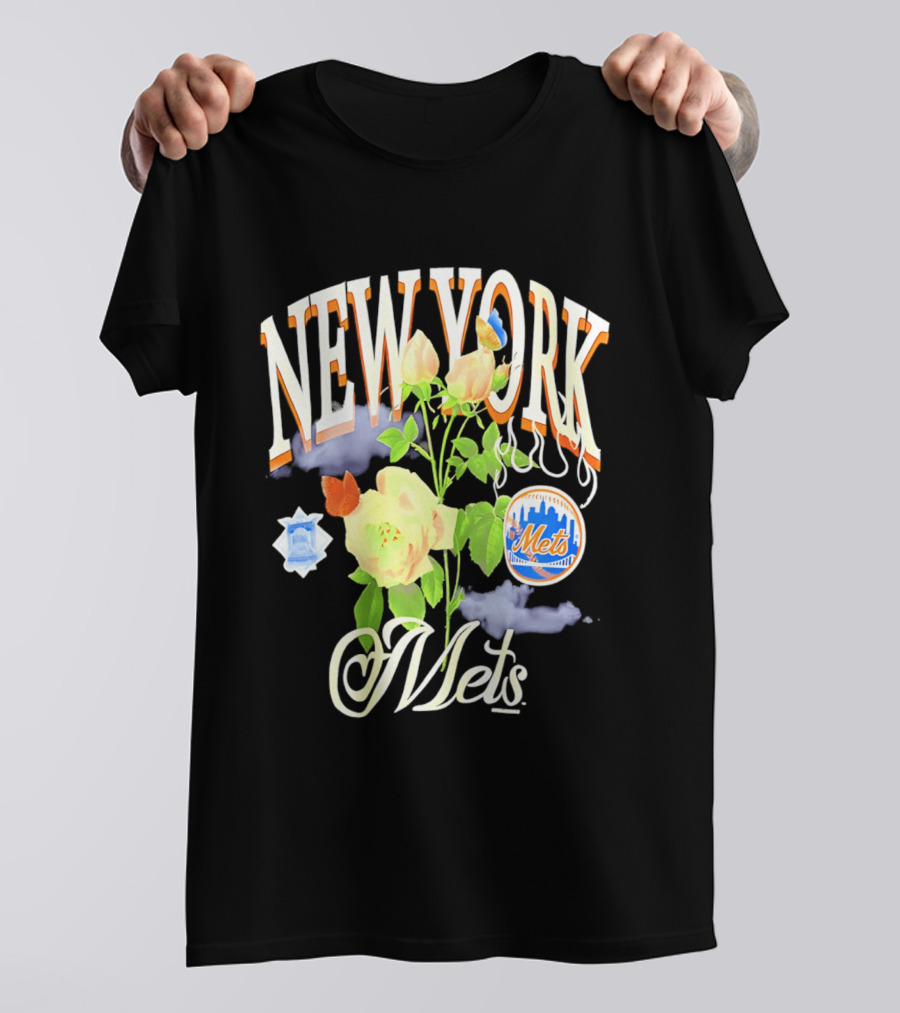 New York Mets Floral Baseball Mets T-Shirt