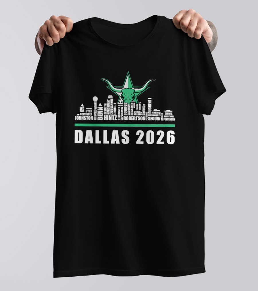 Dallas 2026 City Skyline Bull Star T-Shirt