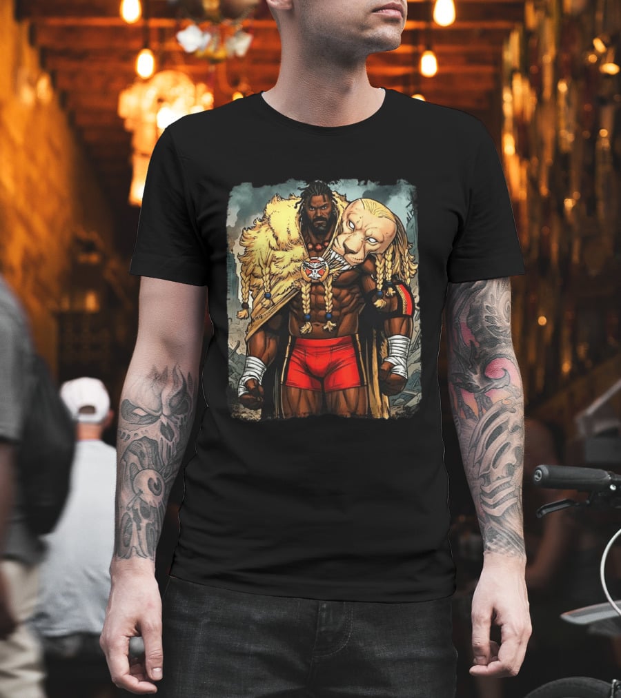 Oba Femi Lion's Strength WWE Red Shorts Fierce Warrior Costume T-Shirt