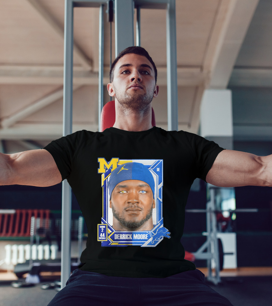 Derrick Moore Detroit Lions Round 2 Pick 44 Michigan 2026 Draft T-Shirt