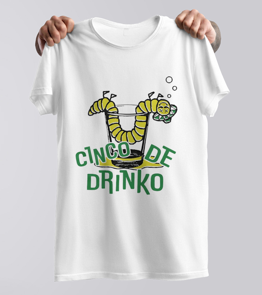 Cinco De Drinko Tequila Worm Drink Glass Bubbles T-Shirt