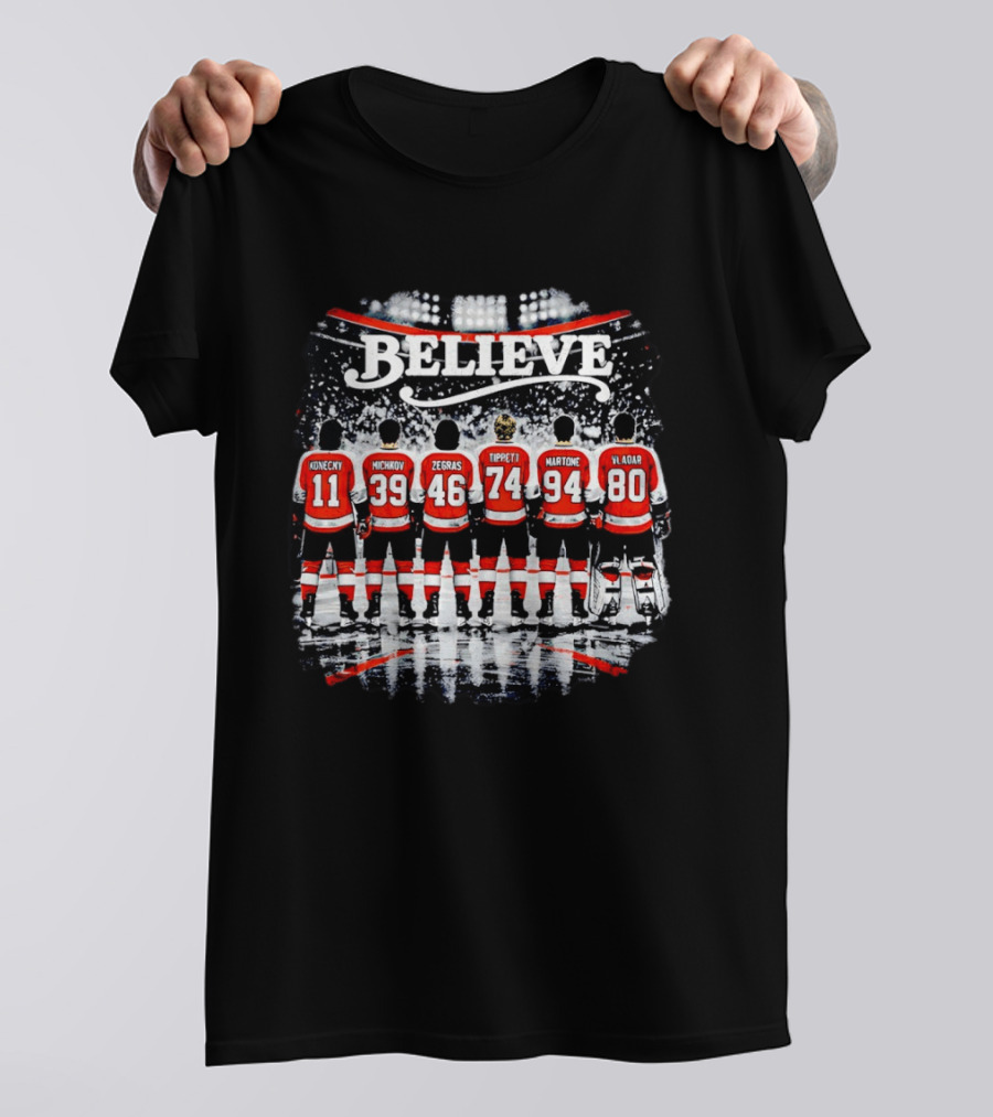 Believe Philadelphia Flyers Konecny Michkov Zegras Tippett Martone Vladar NHL Team Back View T-Shirt