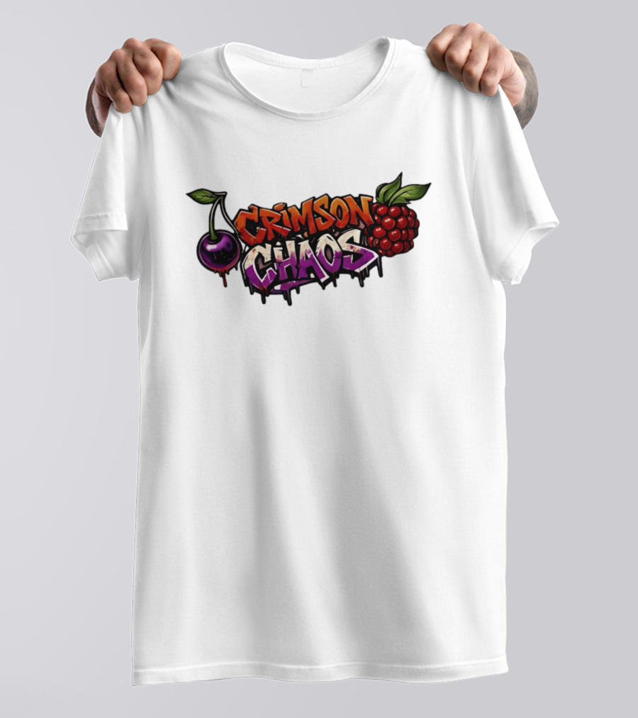 Crimson Chaos Fruits Cherry And Raspberry Graffiti T-Shirt