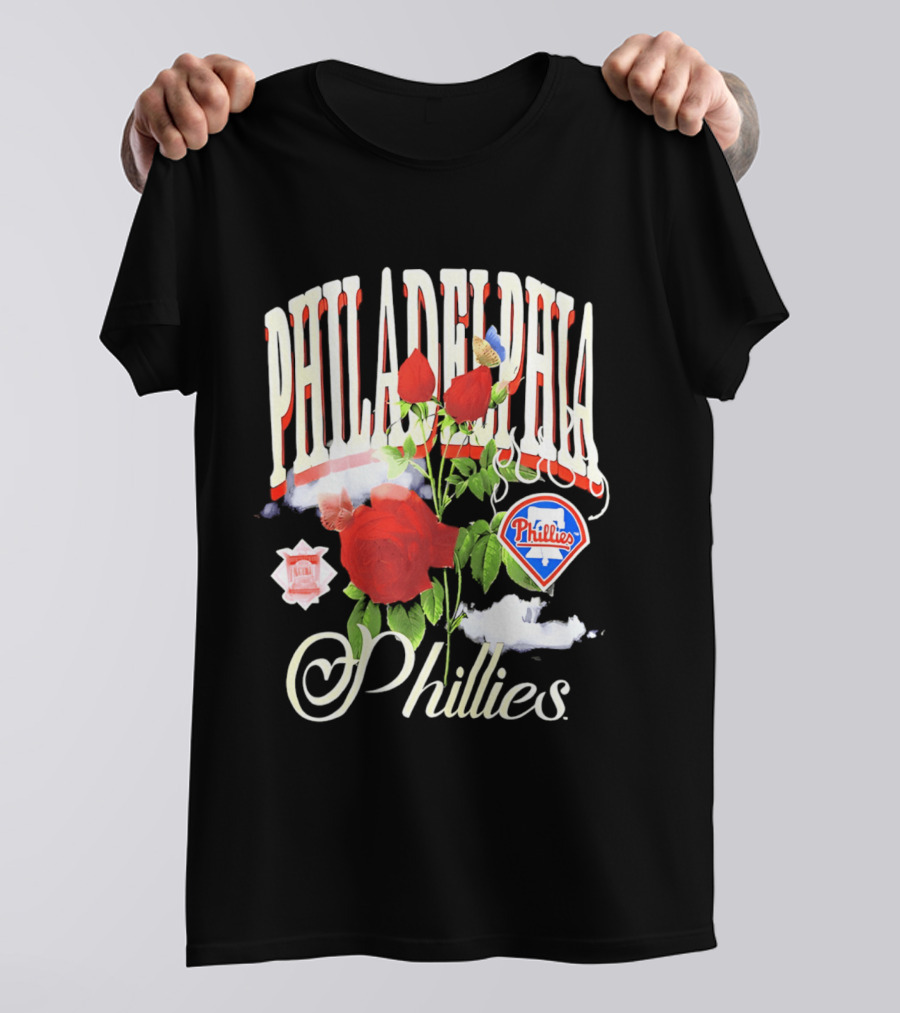 Philadelphia Phillies Roses And Clouds Vintage MLB Fan T-Shirt
