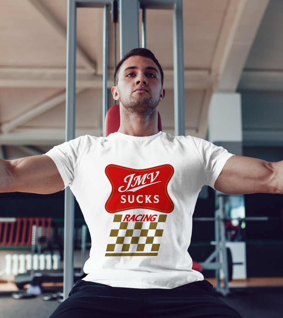 JMV Sucks Racing Checkered Flag Red And White T-Shirt