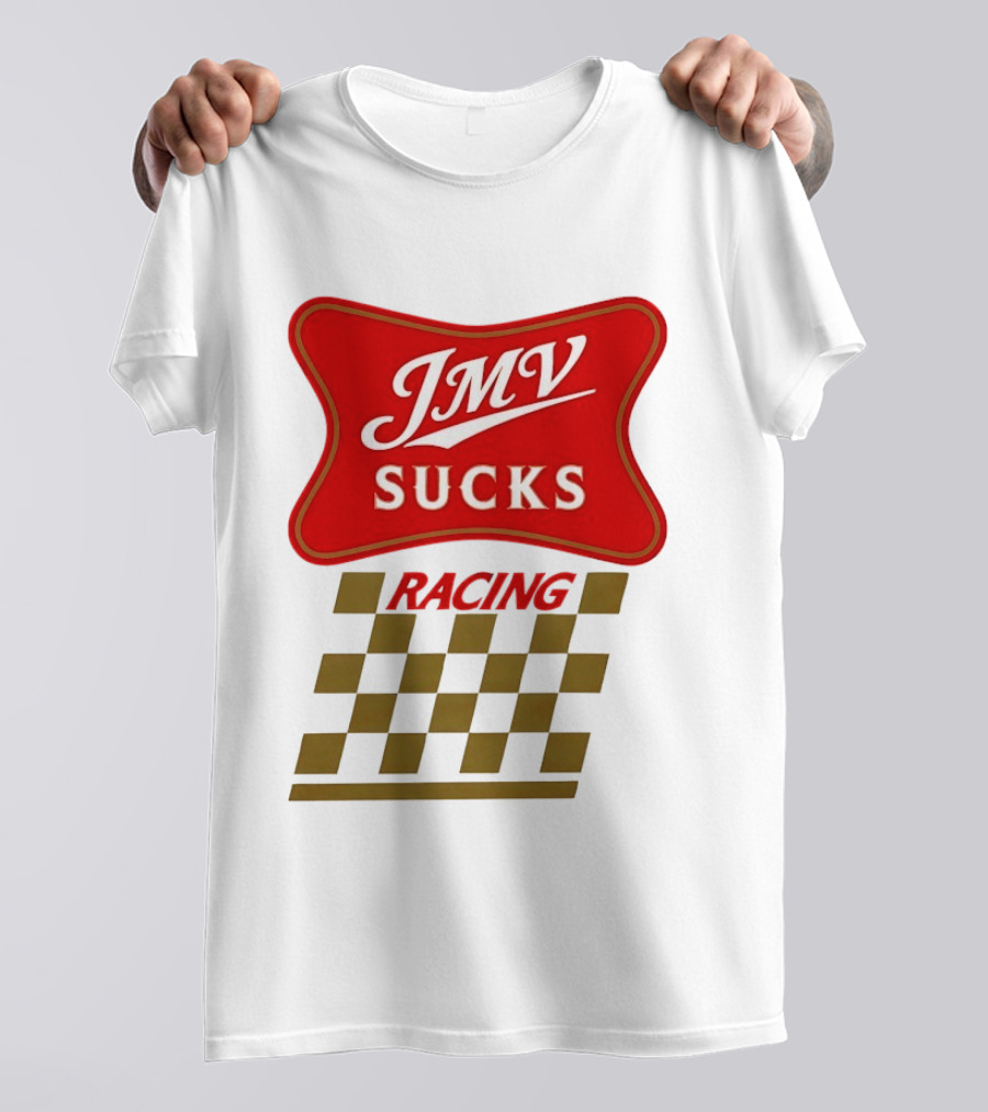 JMV Sucks Racing Checkered Flag Red And White T-Shirt