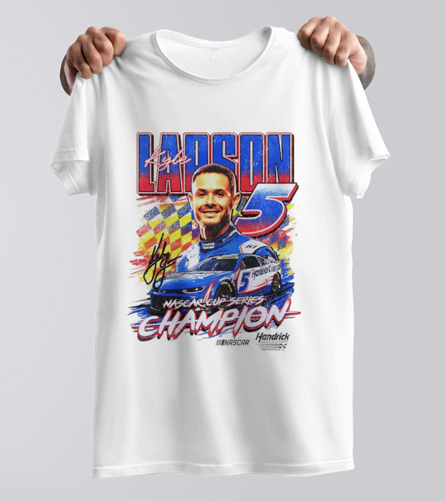 Kyle Larson NASCAR Cup Series Champion Number 5 Hendrick Motorsports Signature T-Shirt
