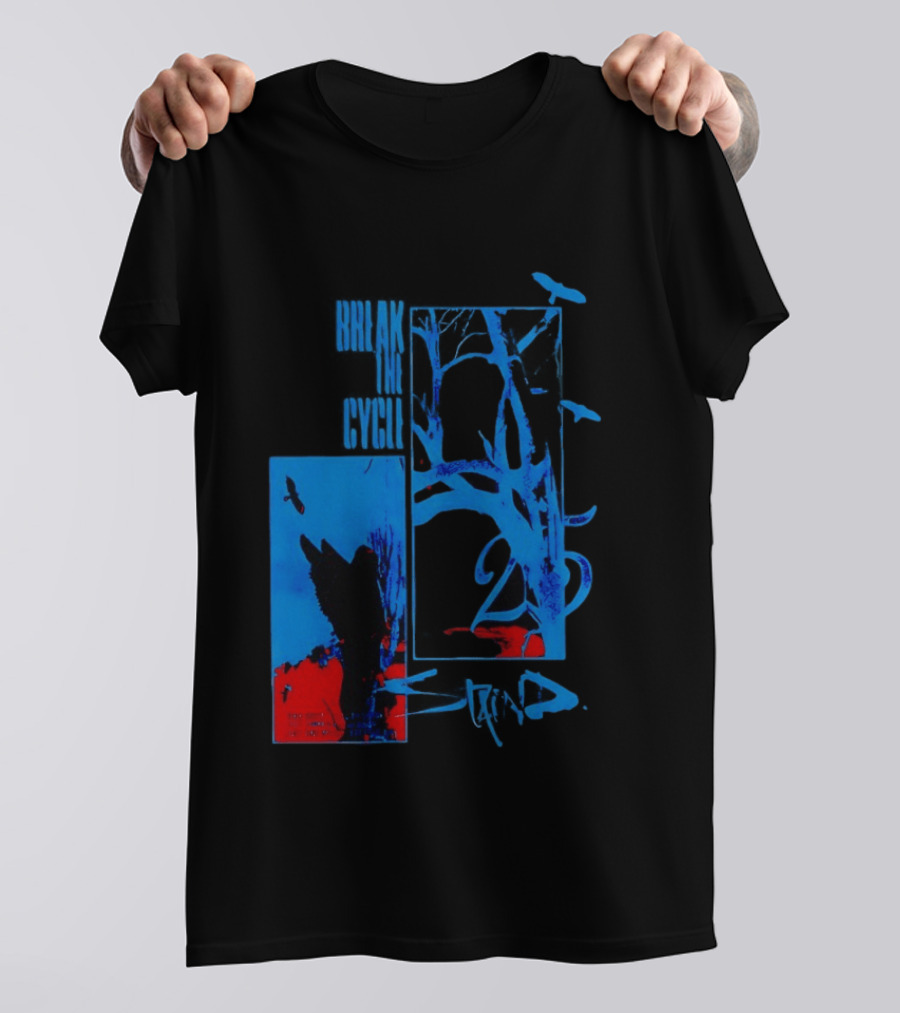 Staind Break The Cycle 25 Anniversary Peaceful Day Vibrant Blue Nature Scene T-Shirt