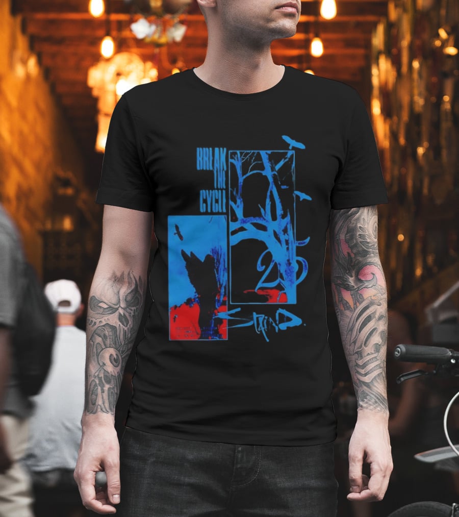 Staind Break The Cycle 25 Anniversary Peaceful Day Vibrant Blue Nature Scene T-Shirt
