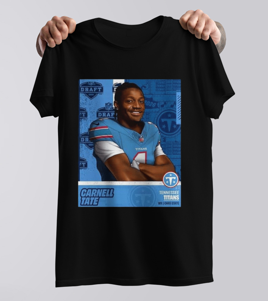 Carnell Tate Tennessee Titans 2026 NFL Draft Pick Round 1 Pick 4 WR Ohio State T-Shirt