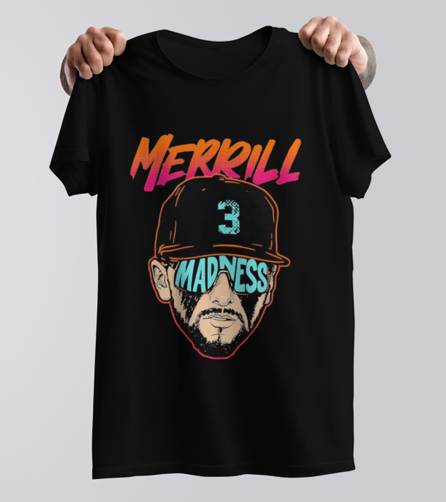 Merrill Madness San Diego Padres Jackson Merrill City Edition 3 Baseball T-Shirt