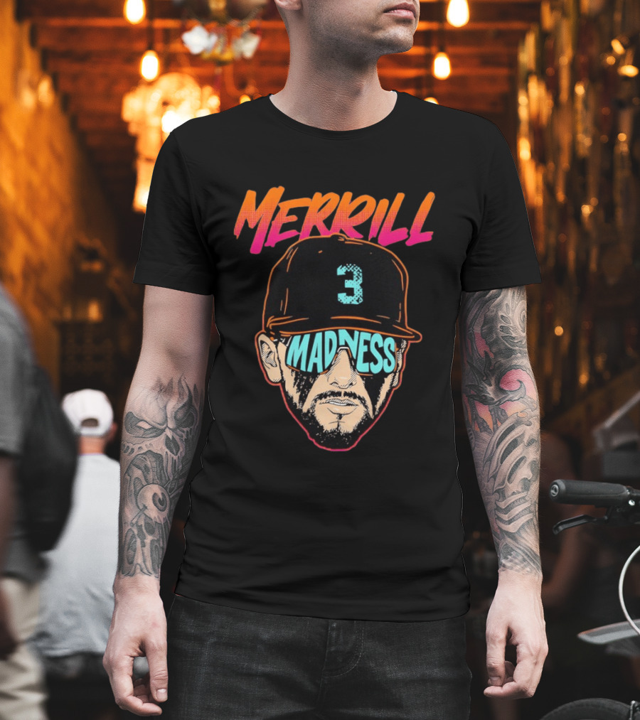 Merrill Madness San Diego Padres Jackson Merrill City Edition 3 Baseball T-Shirt