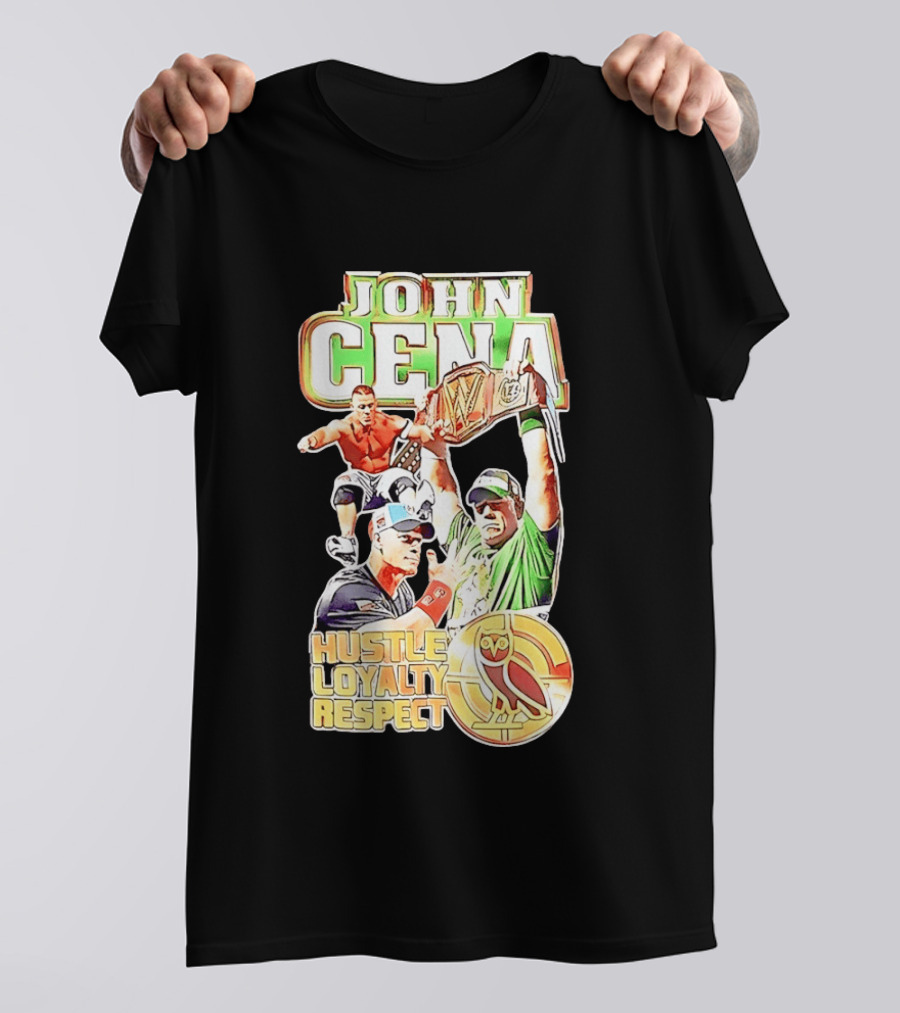 John Cena WWE Hustle Loyalty Respect Championship Victory Featuring OVO Owl T-Shirt