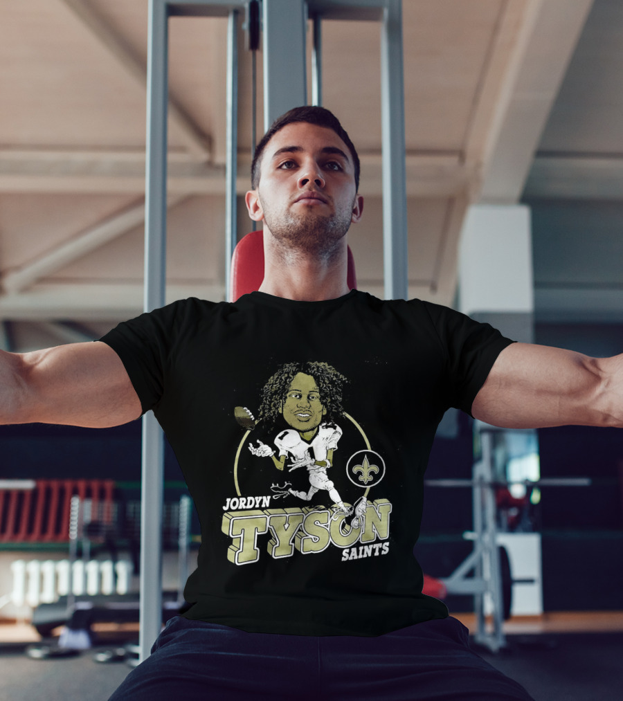 New Orleans Saints Jordyn Tyson Number 1 Caricature Fleur De Lis T-Shirt