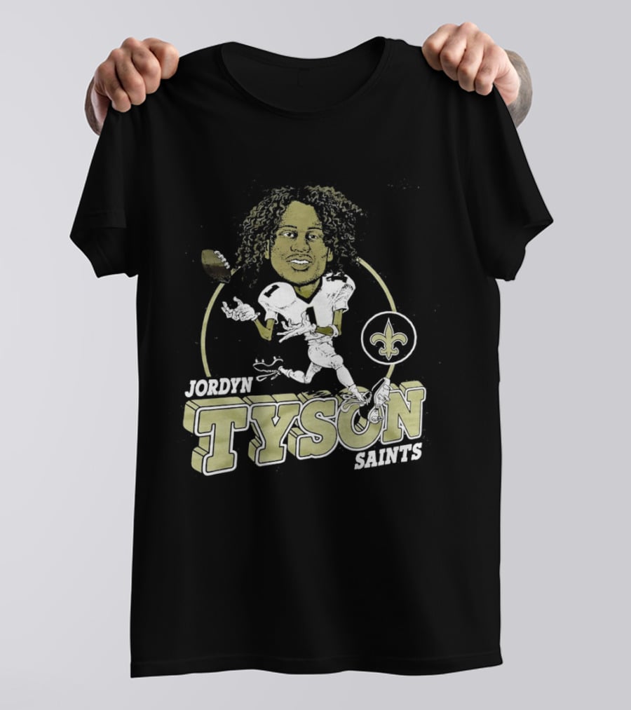New Orleans Saints Jordyn Tyson Number 1 Caricature Fleur De Lis T-Shirt