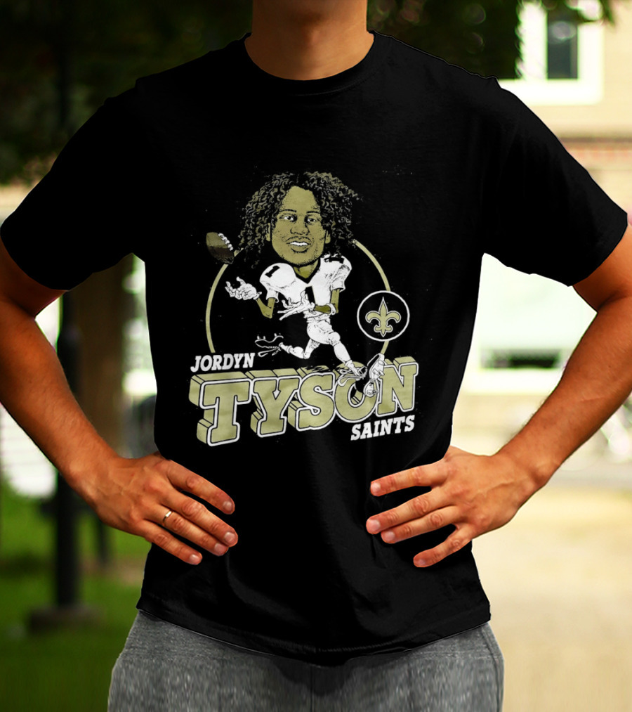 New Orleans Saints Jordyn Tyson Number 1 Caricature Fleur De Lis T-Shirt