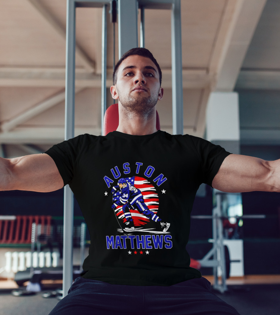 Auston Matthews USA Hockey Number 34 Stars And Stripes Energy T-Shirt