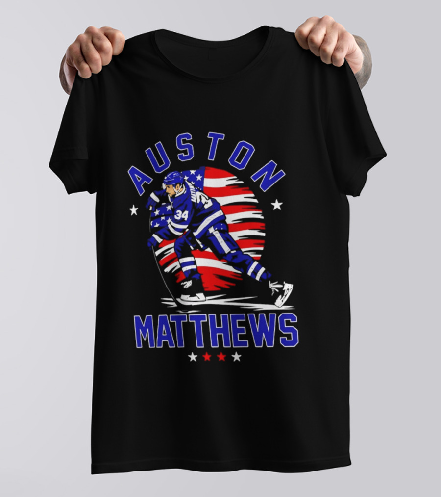 Auston Matthews USA Hockey Number 34 Stars And Stripes Energy T-Shirt