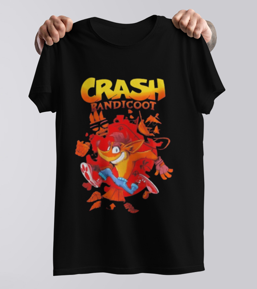Crash Bandicoot Cartoon Classic Character Action Adventure T-Shirt
