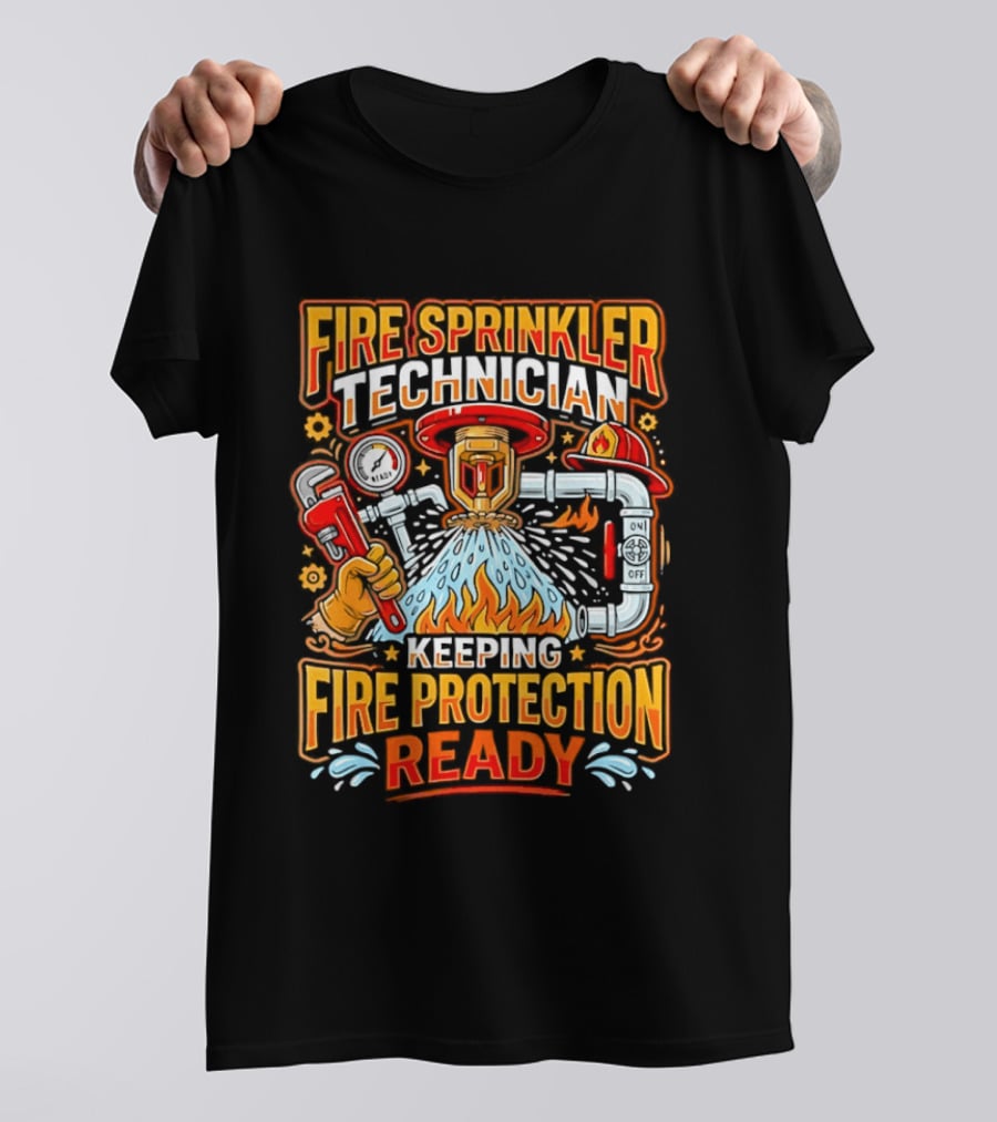 Fire Sprinkler Technician Keeping Fire Protection Ready T-Shirt