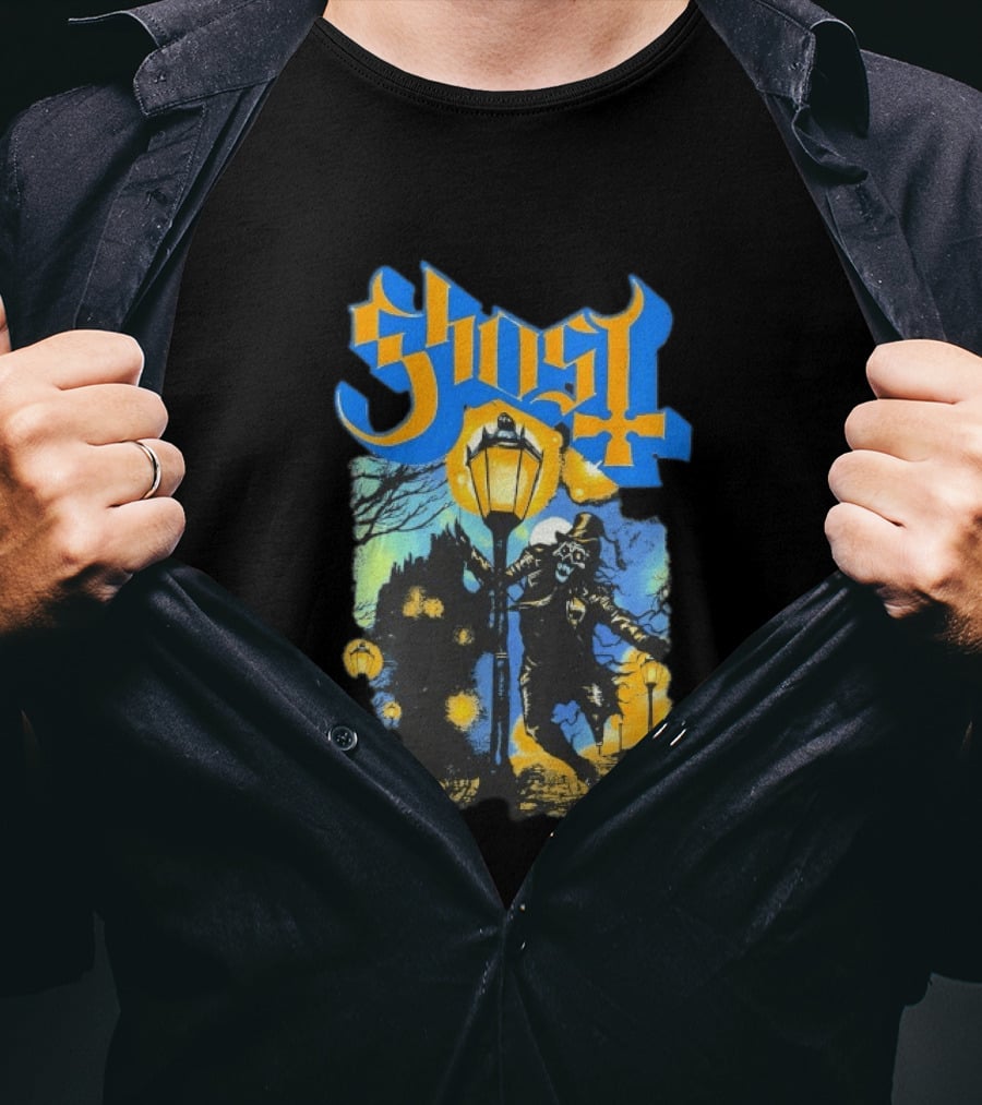 Ghost Lamplighter Night Scene With Lantern And Top Hat Figure T-Shirt