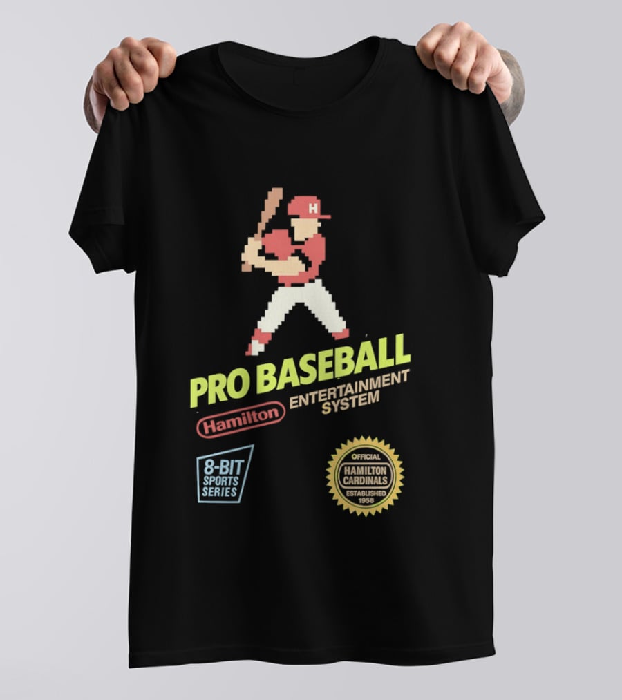 Hamilton Cardinals 8 Bit Nintendo Licensed Pro Baseball Players T-Shirt