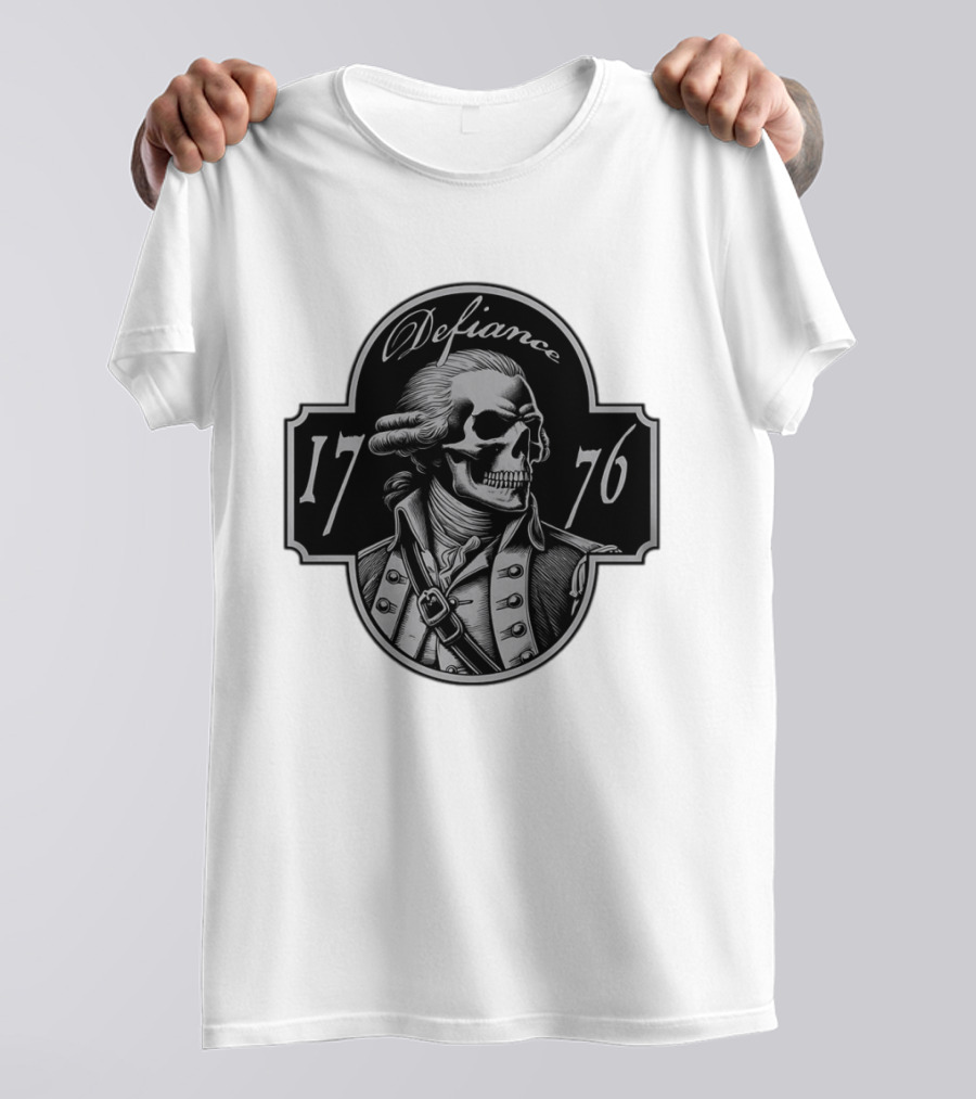 Defiance 1776 George Washington Skeleton Patriotic T-Shirt
