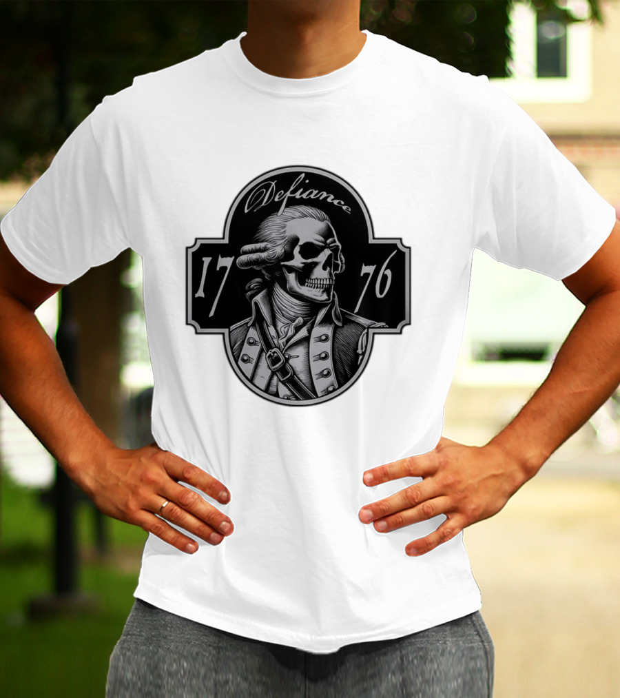 Defiance 1776 George Washington Skeleton Patriotic T-Shirt