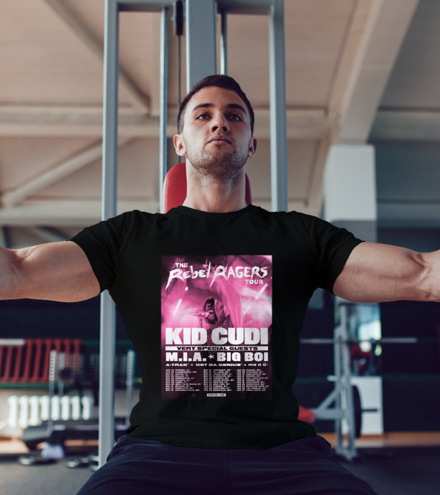 The Rebel Ragers Tour Kid Cudi 2026 Featuring M.I.A. Big Boi A Trak Dot Da Genius Tour Dates T-Shirt