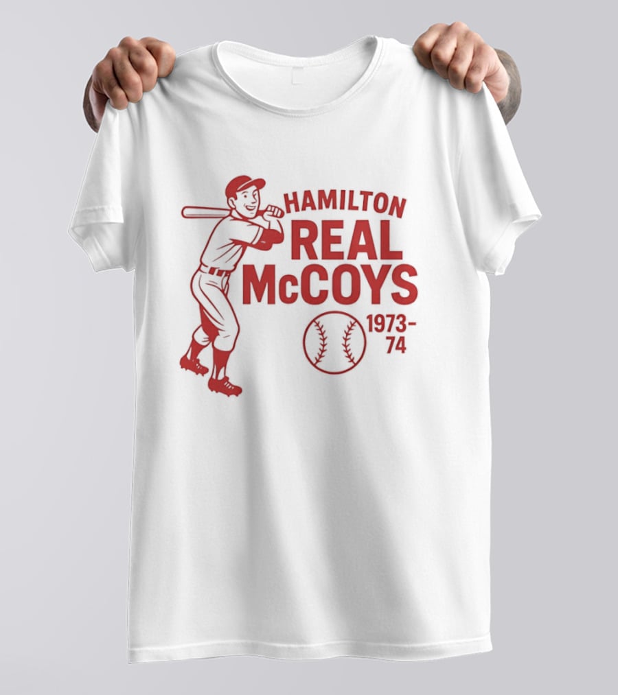 Hamilton Real McCoys Baseball 1973 1974 Retro Player T-Shirt