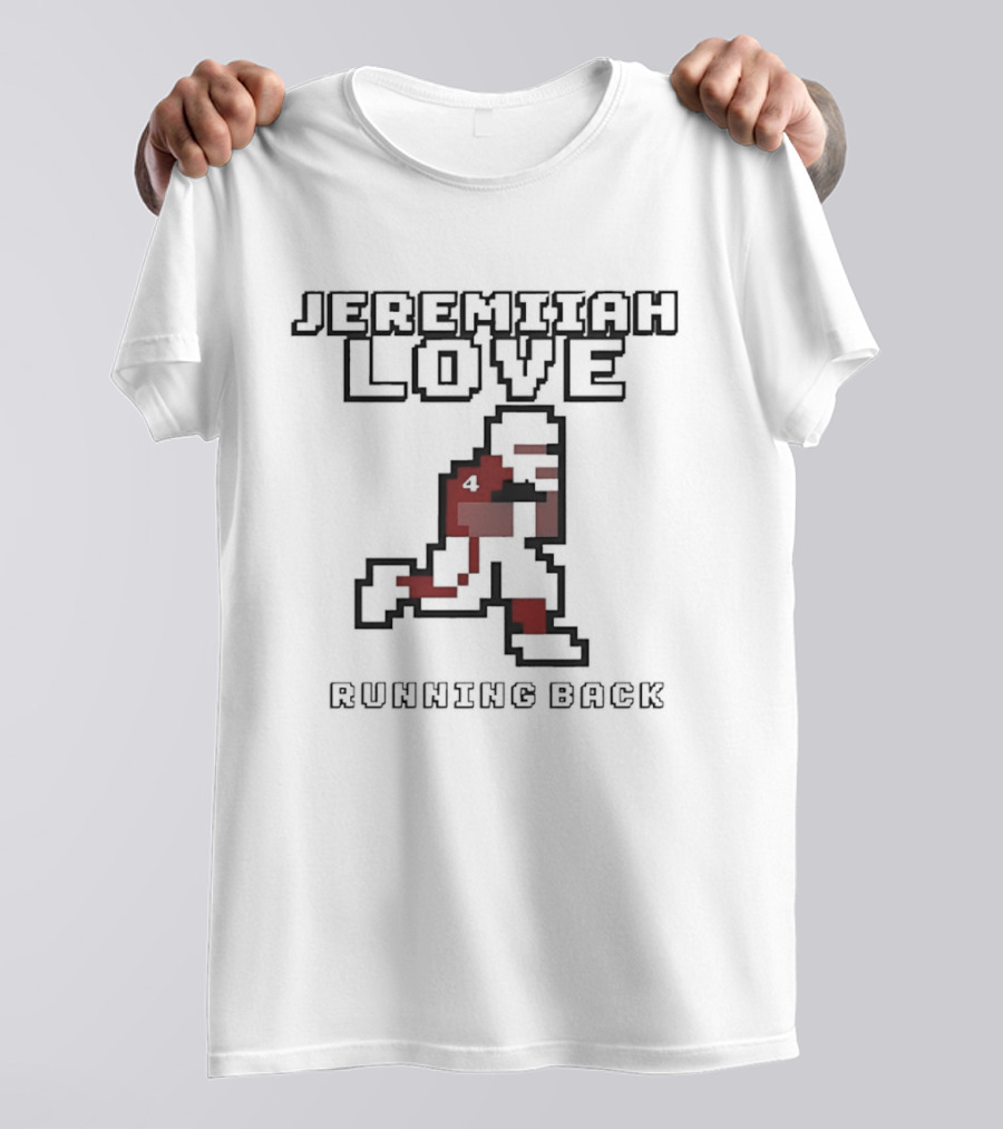 Jeremiyah Love Running Back Notre Dame Fighting Irish Pixel T-Shirt